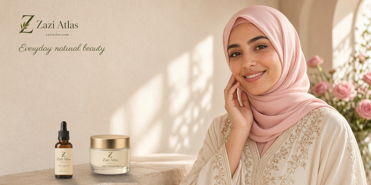 Woman with Zazi Atlas argan oil and cream